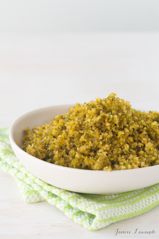 ground pistachios that are greener because the pistachio nuts were peeled first | Janice Lawandi @ kitchen heals soul
