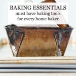 Stacks of sheet pans and vintage loaf pans