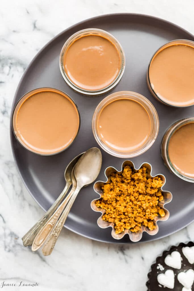 Easy milk chocolate pots de crème made on the stovetop instead of baking in the oven