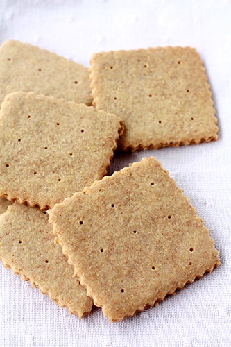 Homemade graham crackers A scattered pile of homemade graham crackers